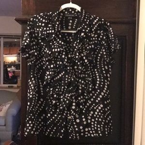 Jones New York sheer ruffled polka dot blouse